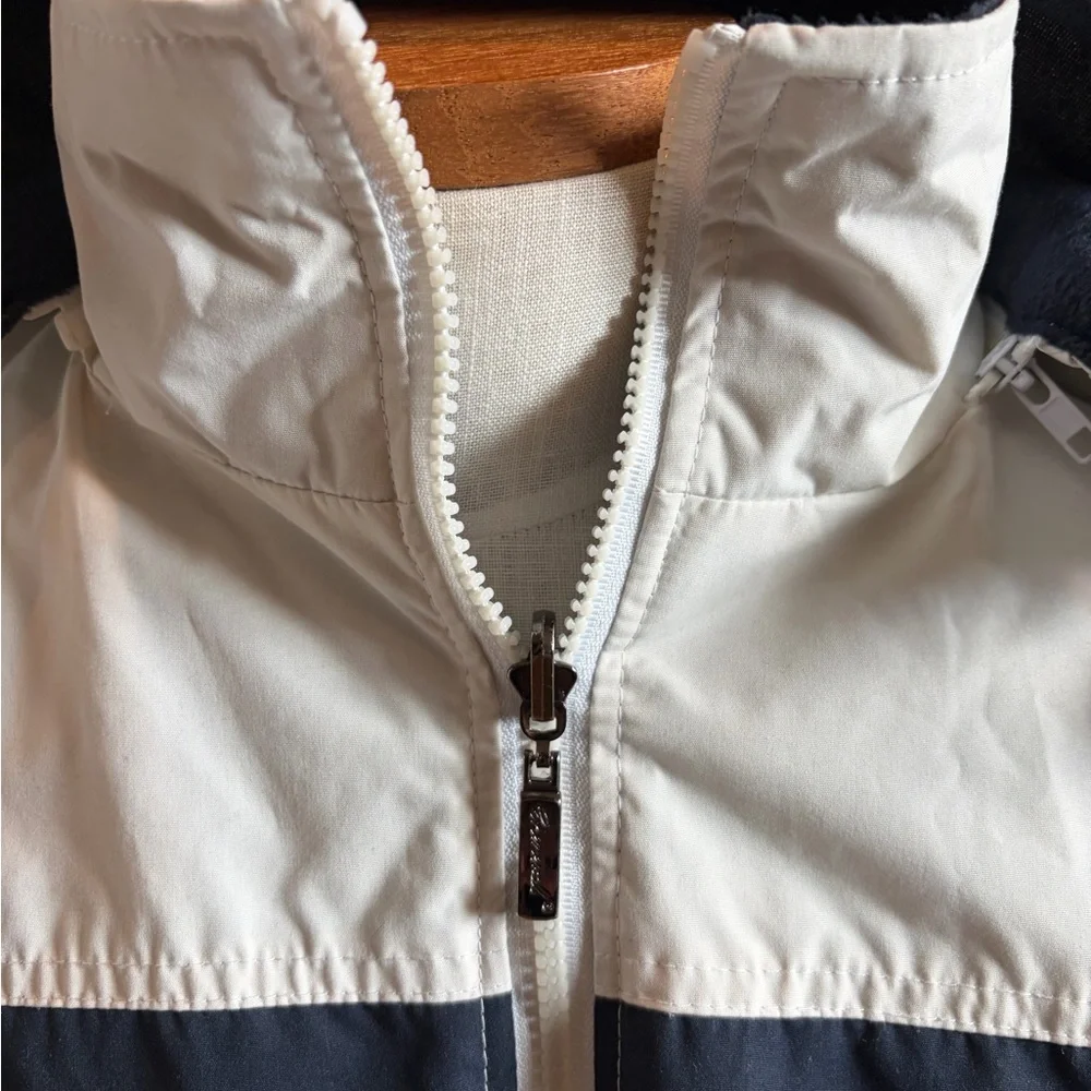 90s Cheneral White Navy REVERSIBLE Fleece Hooded CARMEL CALIFORNIA Jacket 2XL